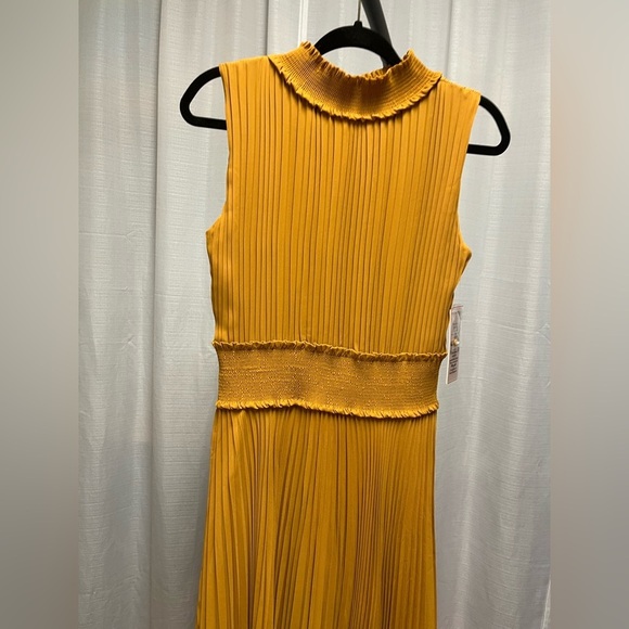 NANETTE LEPORE Pleated Smocked Dress NWT in colonel mustard | size 8 - Picture 2 of 7